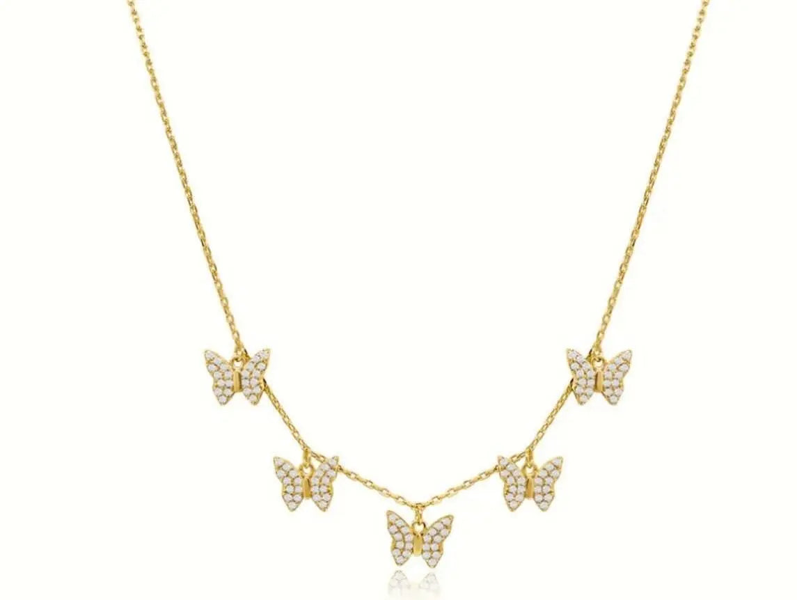 925 Sterling Silver Butterfly Charm Adjustable Choker Necklace - ADIRFINE 