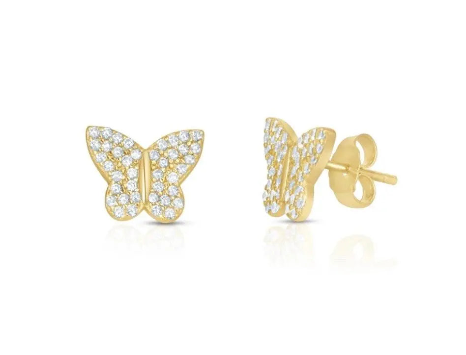 925 Sterling Silver Butterfly CZ Stud Earrings - ADIRFINE 