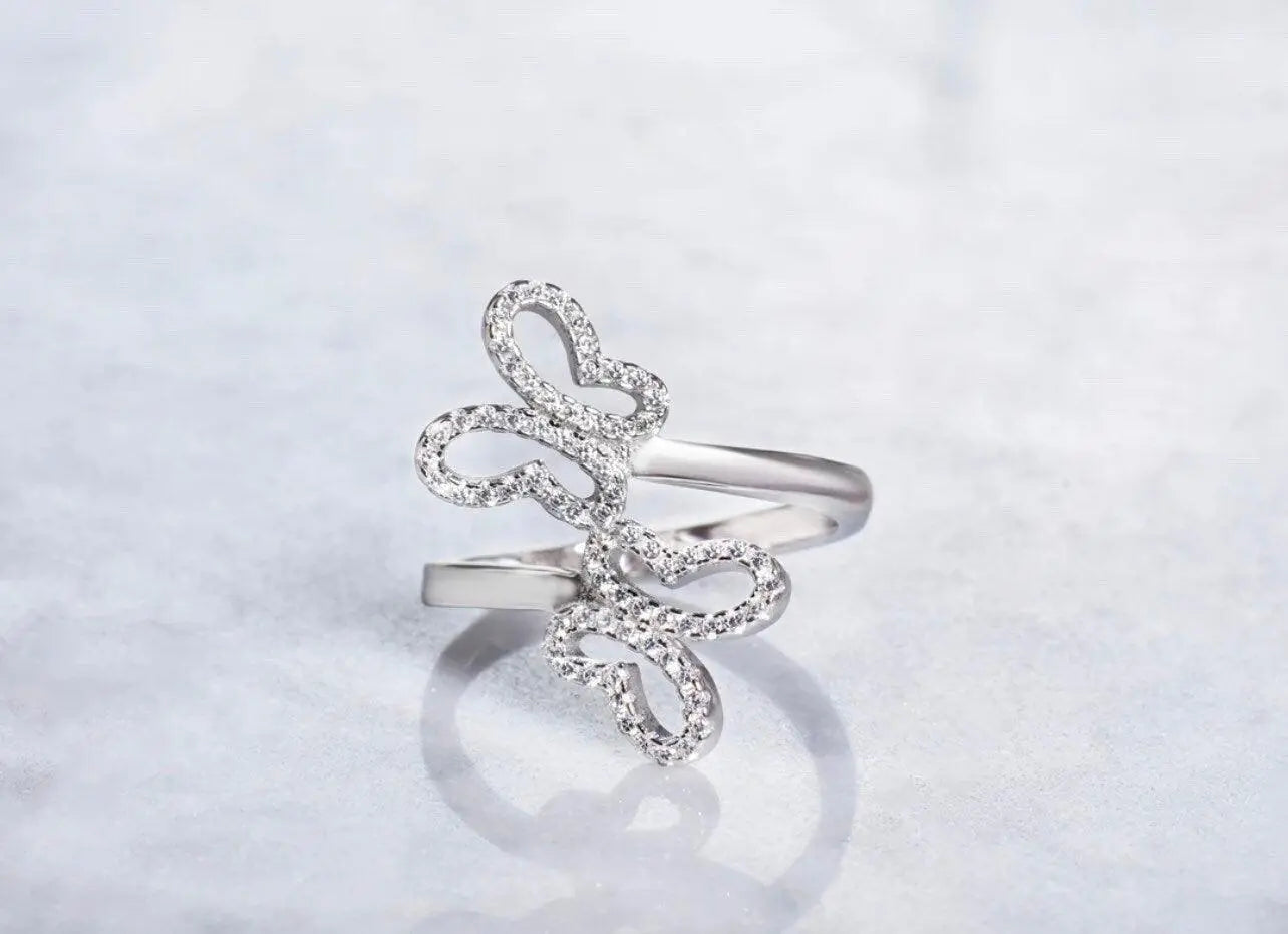 925 Sterling Silver Cubic Zirconia Butterfly Ring - ADIRFINE 