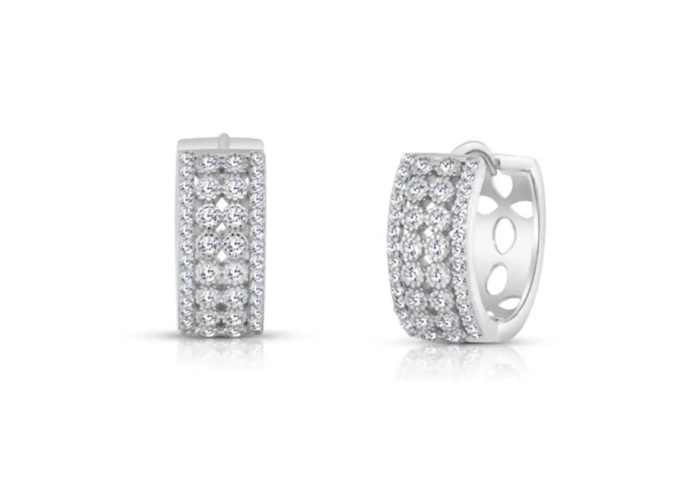 925 Sterling Silver Cubic Zirconia Huggie Hoop Earrings - ADIRFINE 