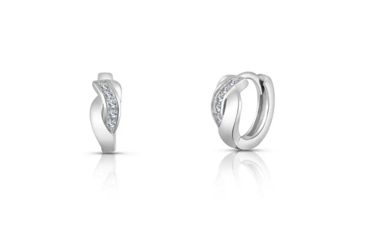 925 Sterling Silver Cubic Zirconia Huggie Hoop Earrings - ADIRFINE 