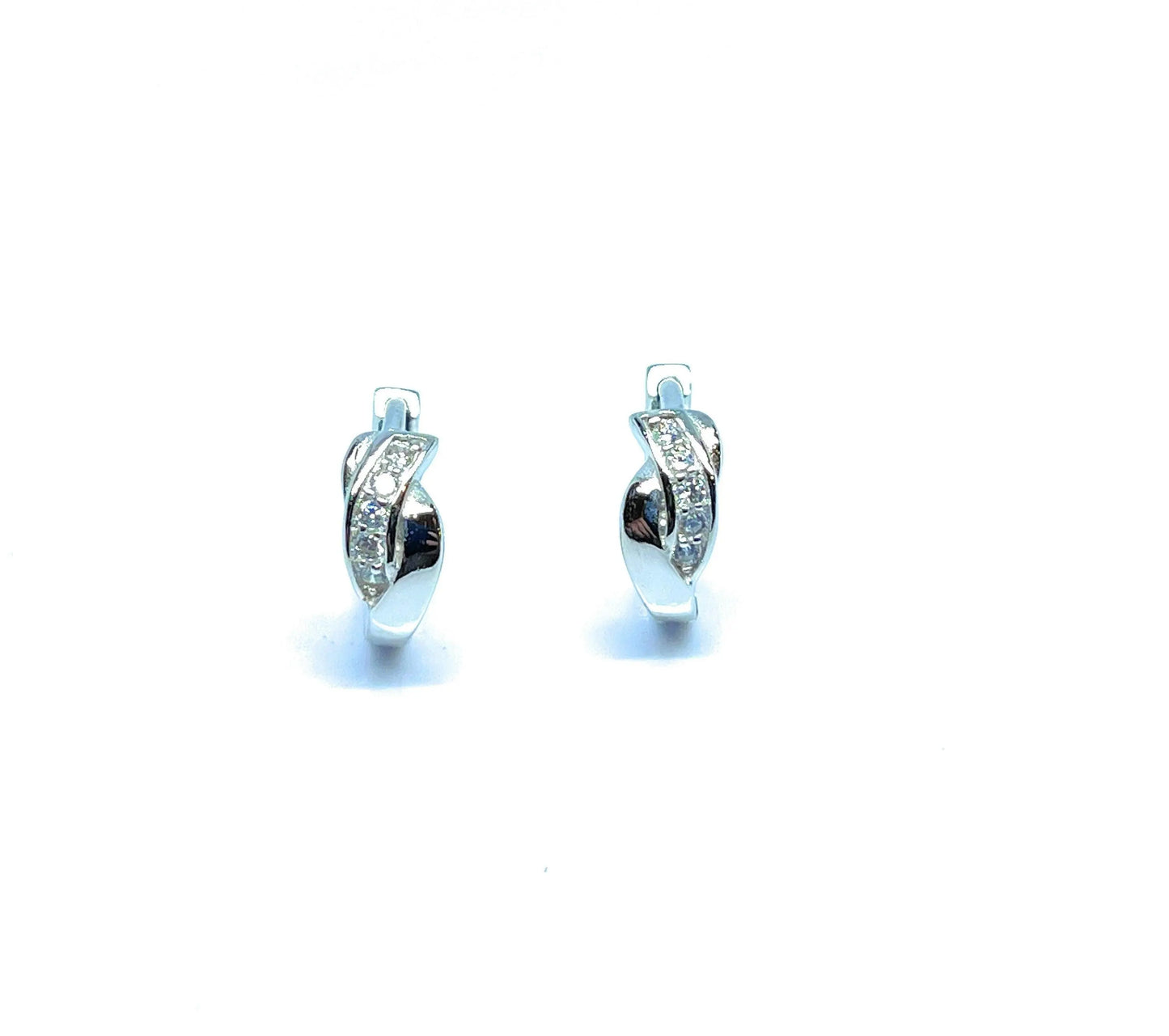 925 Sterling Silver Cubic Zirconia Huggie Hoop Earrings - ADIRFINE 