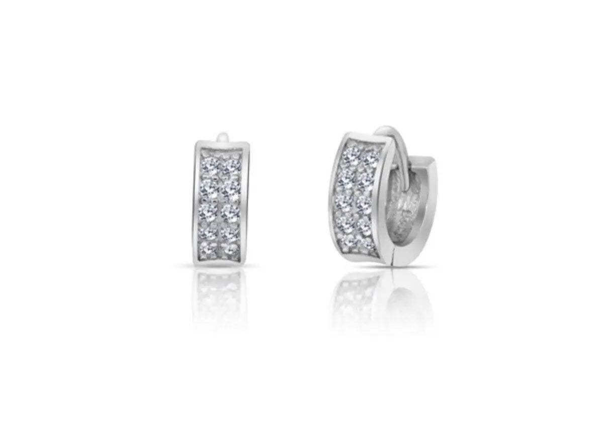 925 Sterling Silver Cubic Zirconia Huggie Hoop Earrings - ADIRFINE 