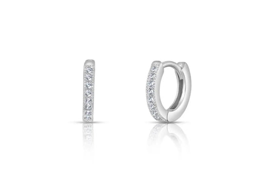 925 Sterling Silver Cubic Zirconia Huggie Hoop Earrings - ADIRFINE 