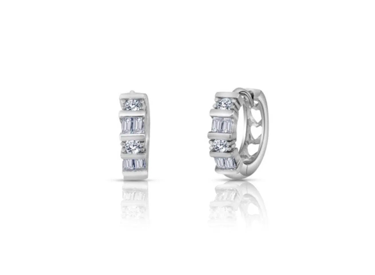 925 Sterling Silver Cubic Zirconia Huggie Hoop Earrings - ADIRFINE 