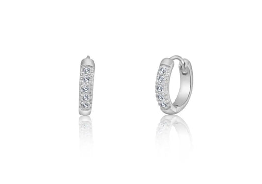 925 Sterling Silver Cubic Zirconia Huggie Hoop Earrings - ADIRFINE 