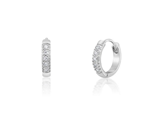 925 Sterling Silver Cubic Zirconia Huggie Hoop Earrings - ADIRFINE 