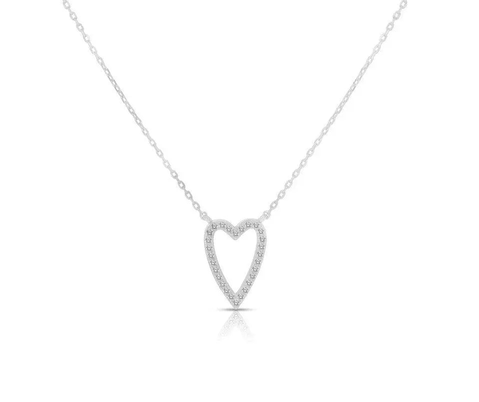 925 Sterling Silver Cubic Zirconia Open Heart Pendant Necklace - ADIRFINE 