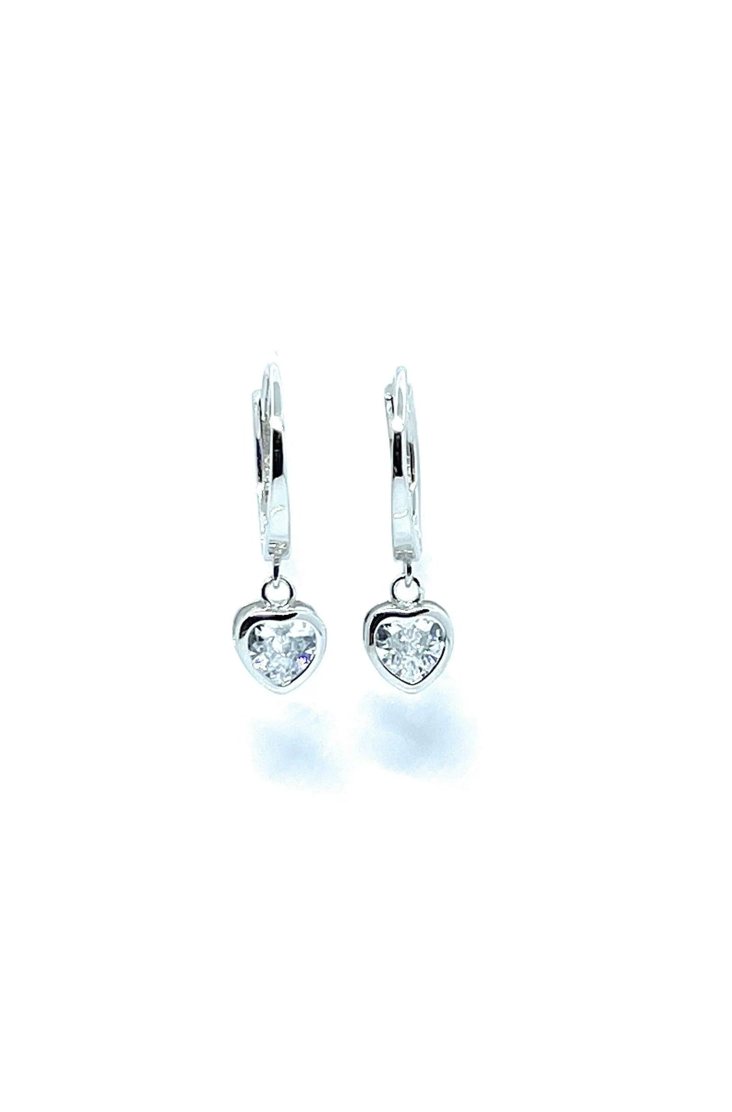 925 Sterling Silver Dangling Heart Huggie Hoop Earrings - ADIRFINE 