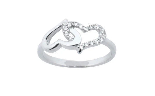 925 Sterling Silver Double Heart Infinity Ring - ADIRFINE 