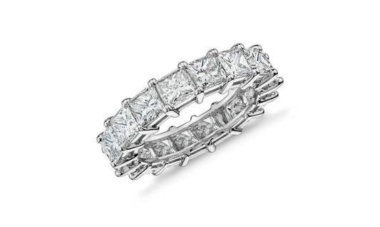 925 Sterling Silver Eternity Wedding Band / 4MM Princess Cut 925 Sterling Silver Eternity Ring - ADIRFINE 