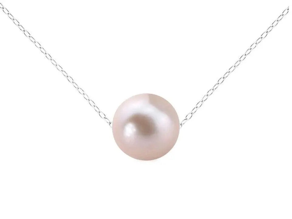 925 Sterling Silver Fresh Water Pearl Pendant Necklace Choker - ADIRFINE 