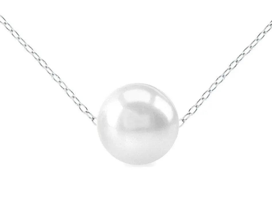 925 Sterling Silver Fresh Water Pearl Pendant Necklace Choker - ADIRFINE 