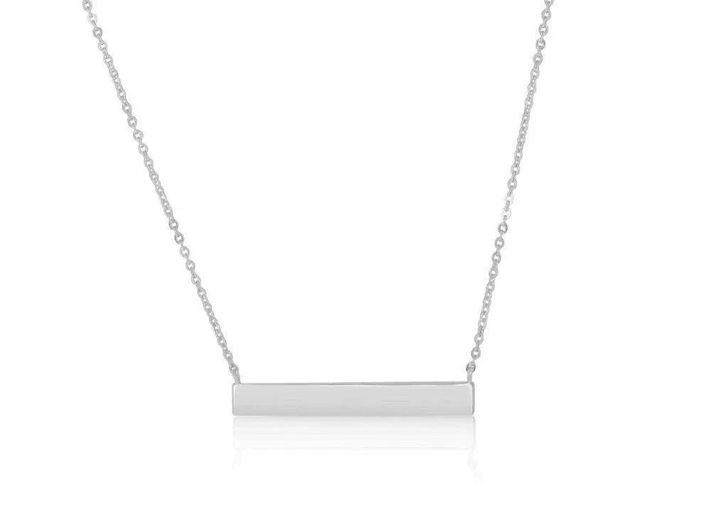 925 Sterling Silver High Polish Bar Pendant Necklace Choker - ADIRFINE 