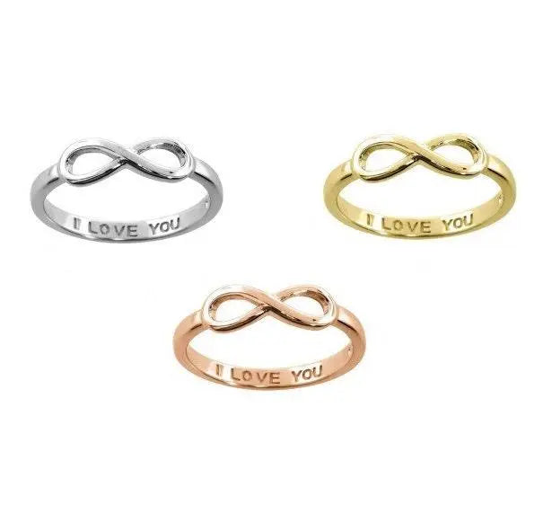 925 Sterling Silver I Love You Engraved Infinity Ring - ADIRFINE 