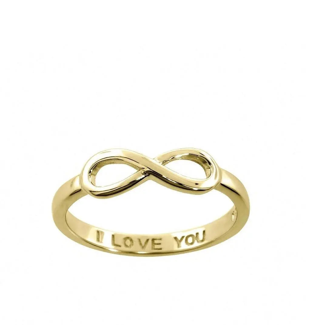 925 Sterling Silver I Love You Engraved Infinity Ring - ADIRFINE 