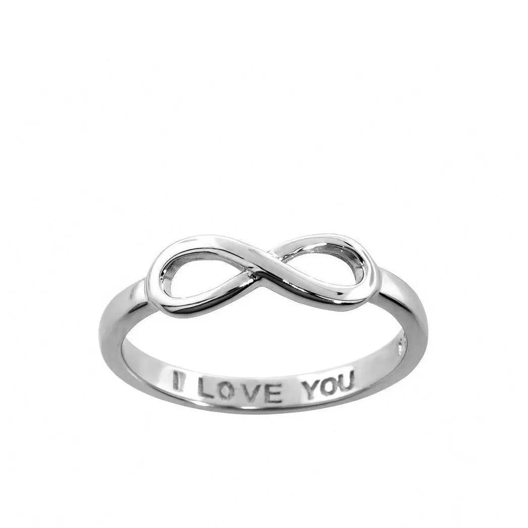 925 Sterling Silver I Love You Engraved Infinity Ring - ADIRFINE 