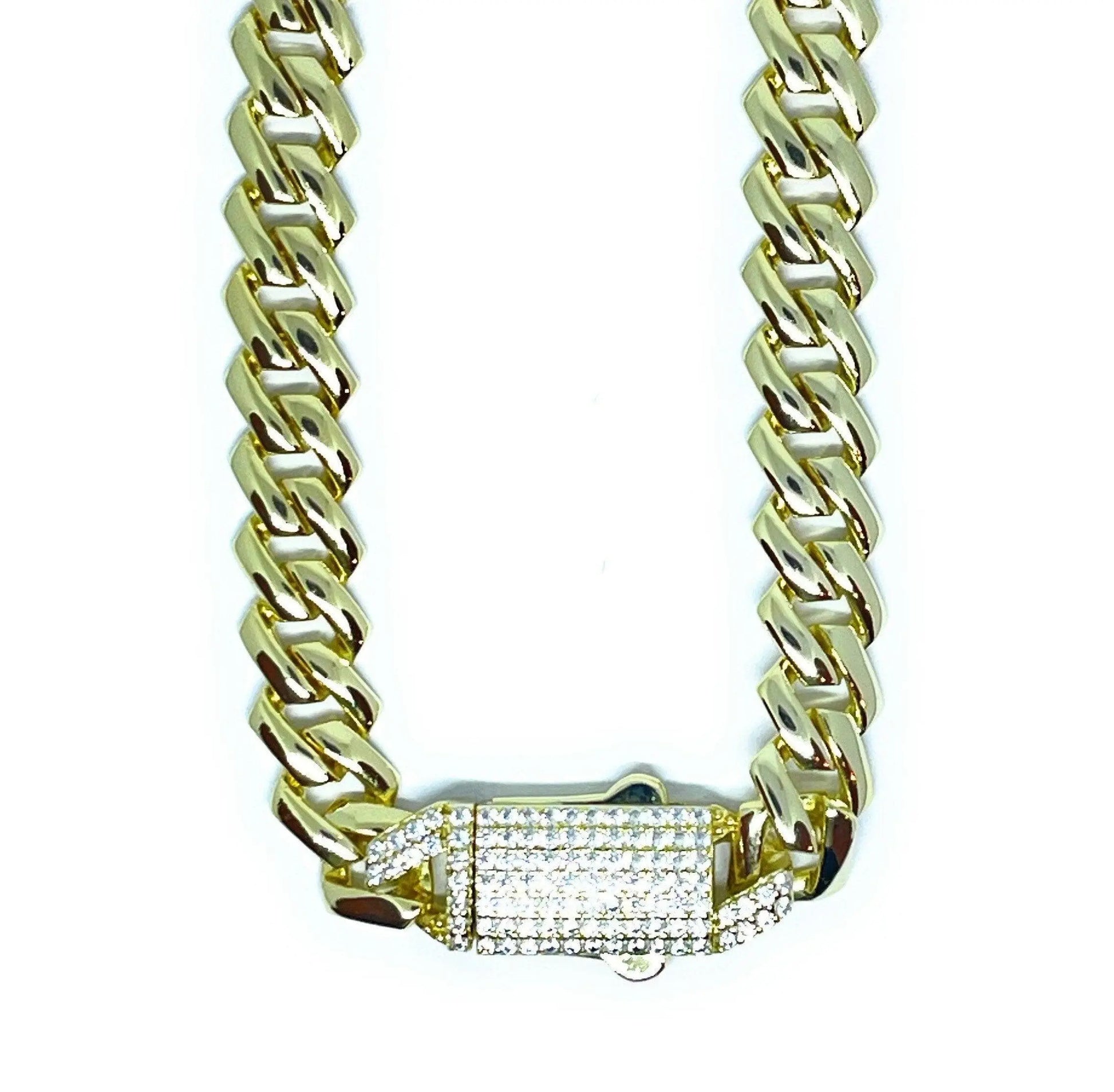 925 Sterling Silver Miami Cuban Monaco Link Chain | 9mm Sterling Silver Gold Vermeil Monaco Necklace. - ADIRFINE 