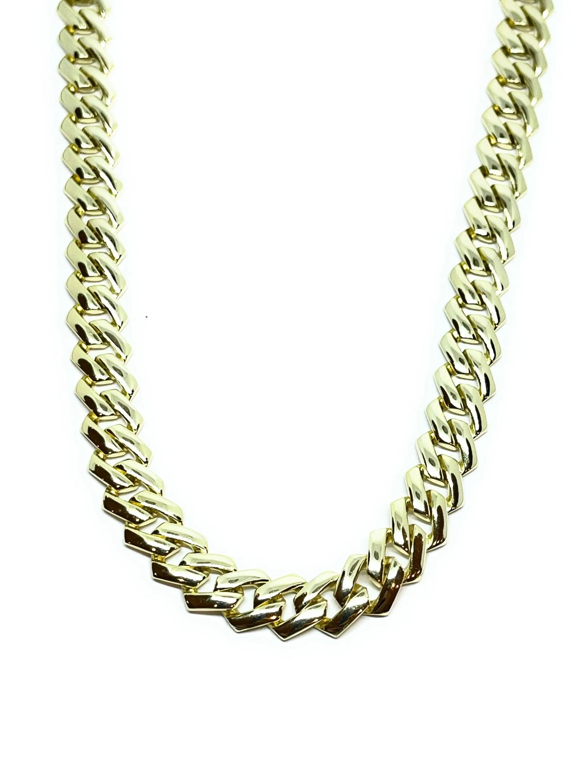 925 Sterling Silver Miami Cuban Monaco Link Chain | 9mm Sterling Silver Gold Vermeil Monaco Necklace. - ADIRFINE 