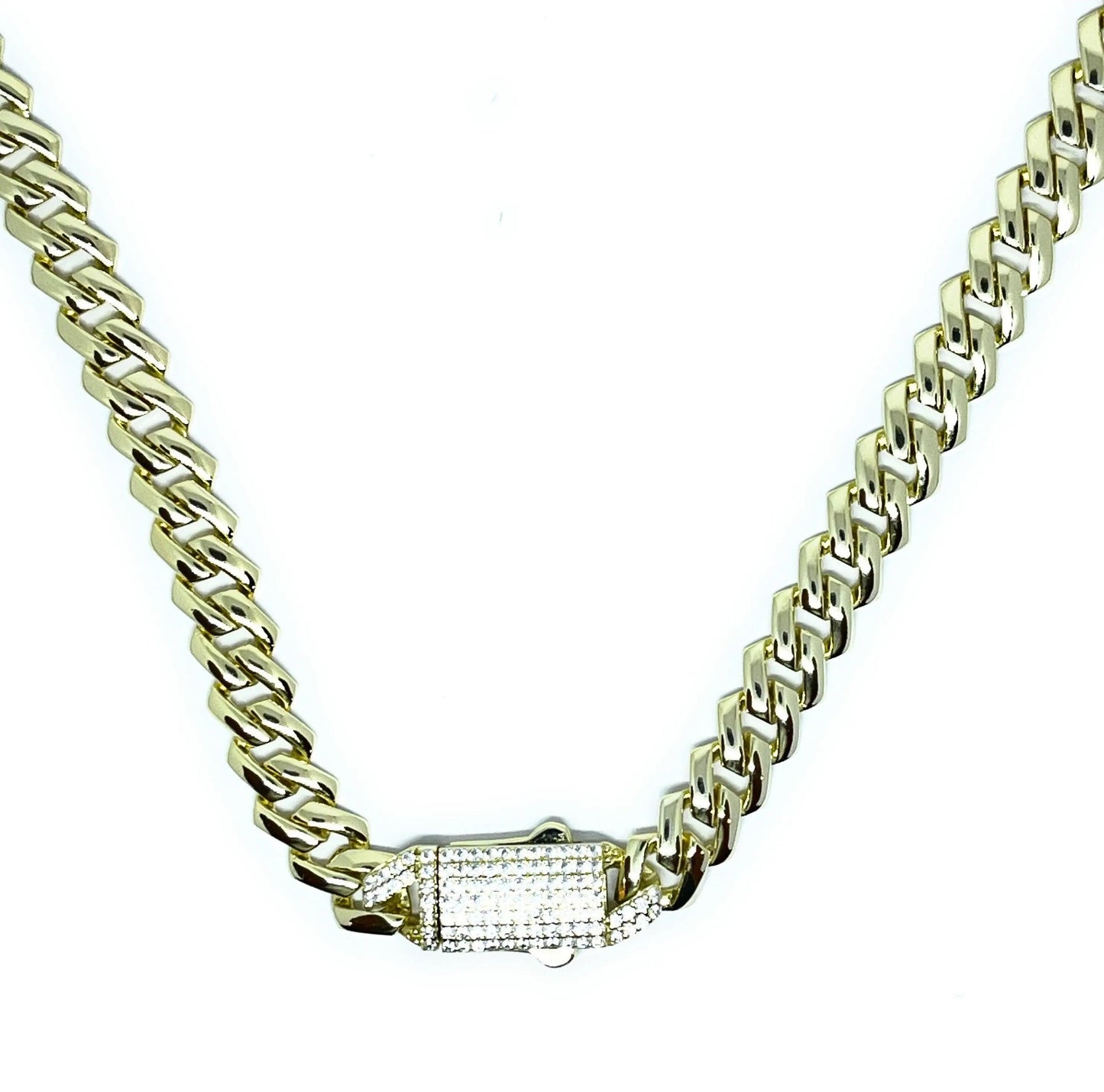 925 Sterling Silver Miami Cuban Monaco Link Chain | 9mm Sterling Silver Gold Vermeil Monaco Necklace. - ADIRFINE 