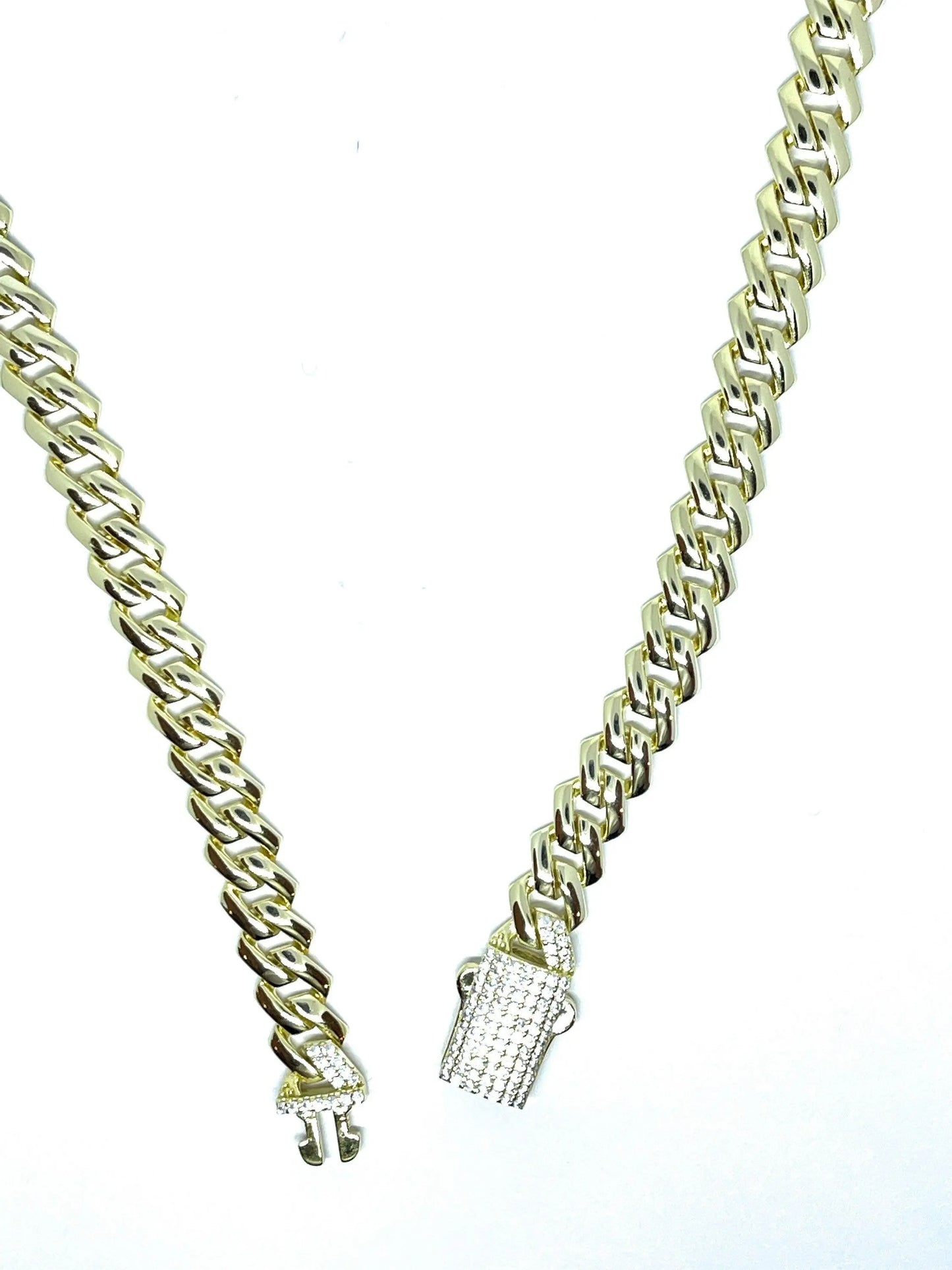 925 Sterling Silver Miami Cuban Monaco Link Chain | 9mm Sterling Silver Gold Vermeil Monaco Necklace. - ADIRFINE 