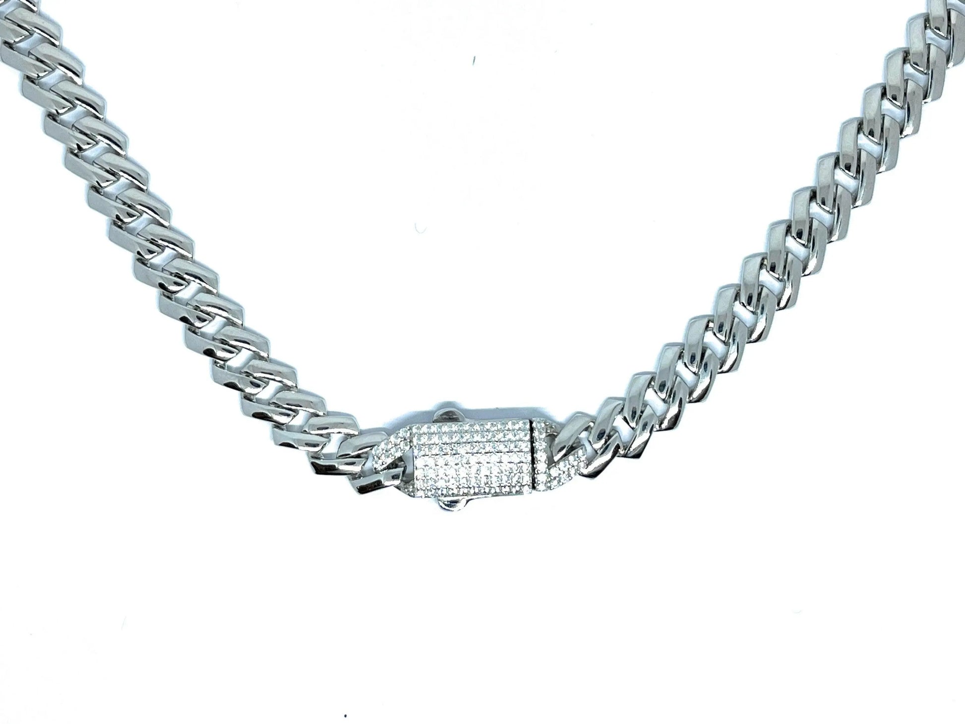 925 Sterling Silver Miami Cuban Monaco Link Chain | 9mm Sterling Silver Monaco Necklace. - ADIRFINE 