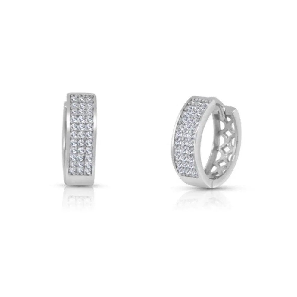 925 Sterling Silver Micro Pave CZ Huggie Hoop Earrings - ADIRFINE 