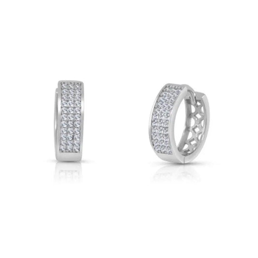 925 Sterling Silver Micro Pave CZ Huggie Hoop Earrings - ADIRFINE 