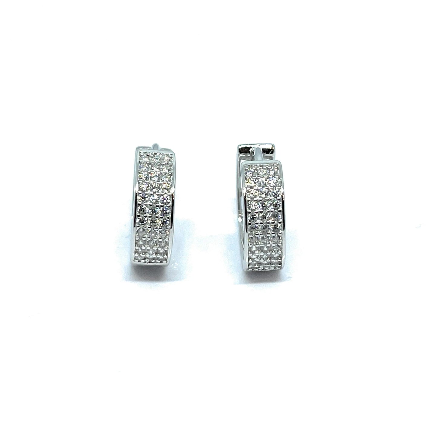 925 Sterling Silver Micro Pave CZ Huggie Hoop Earrings - ADIRFINE 