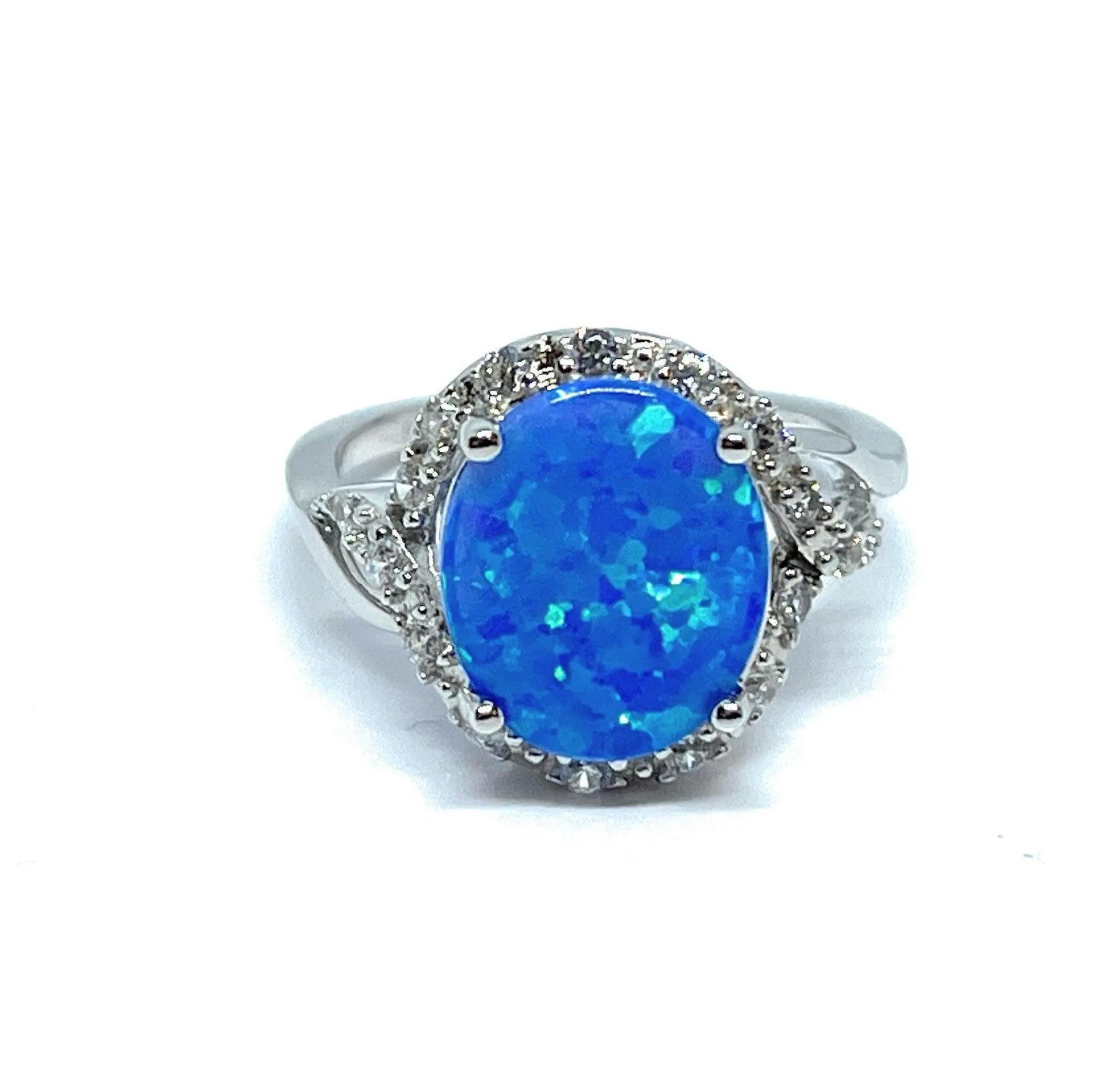 925 Sterling Silver Oval Opal CZ Ring - ADIRFINE 