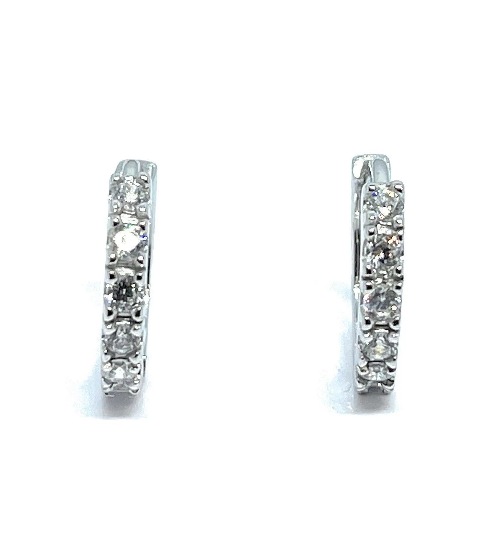 925 Sterling Silver Prong Set CZ Huggie Hoop Earrings - ADIRFINE 