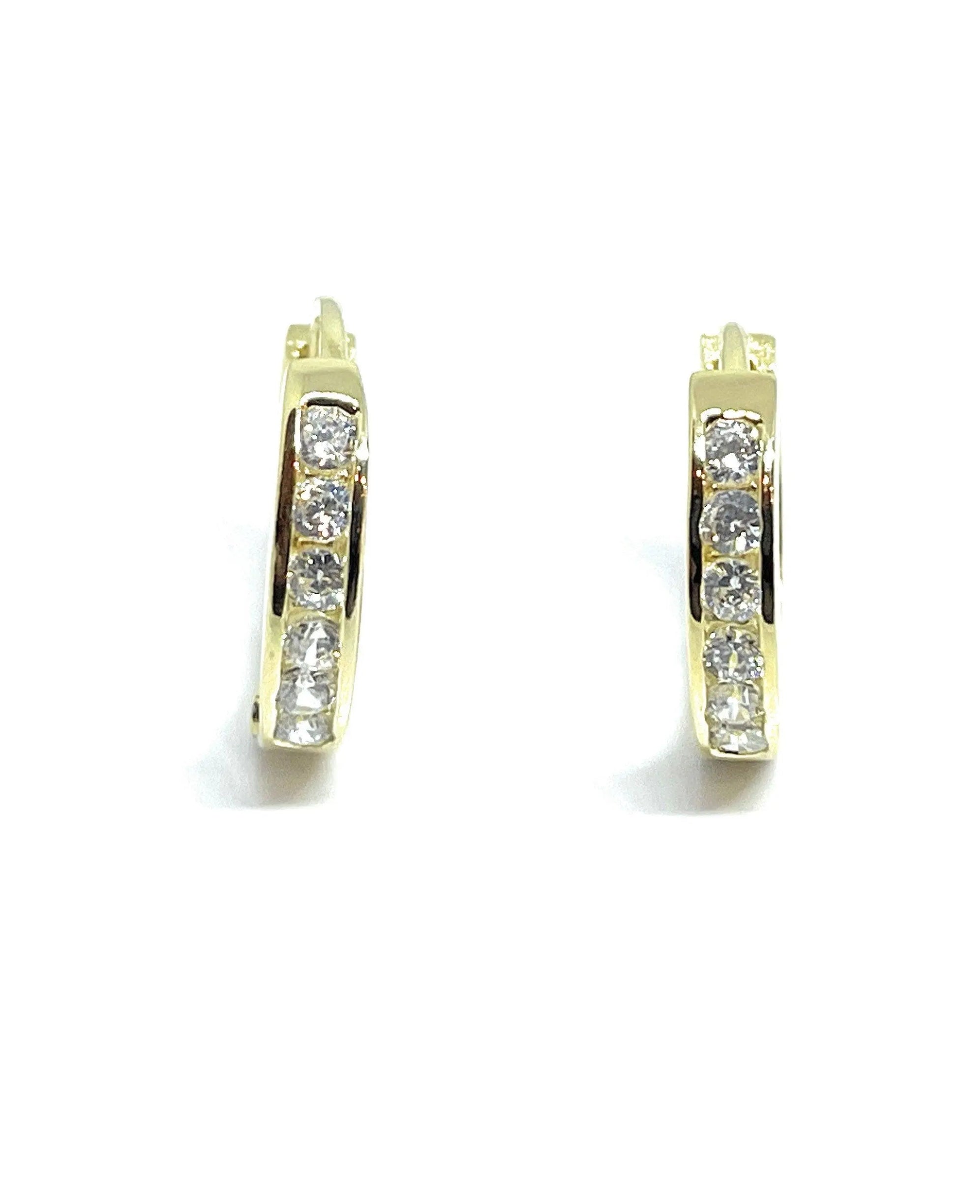 925 Sterling Silver Round Cubic Zirconia huggie Hoop Earrings - ADIRFINE 