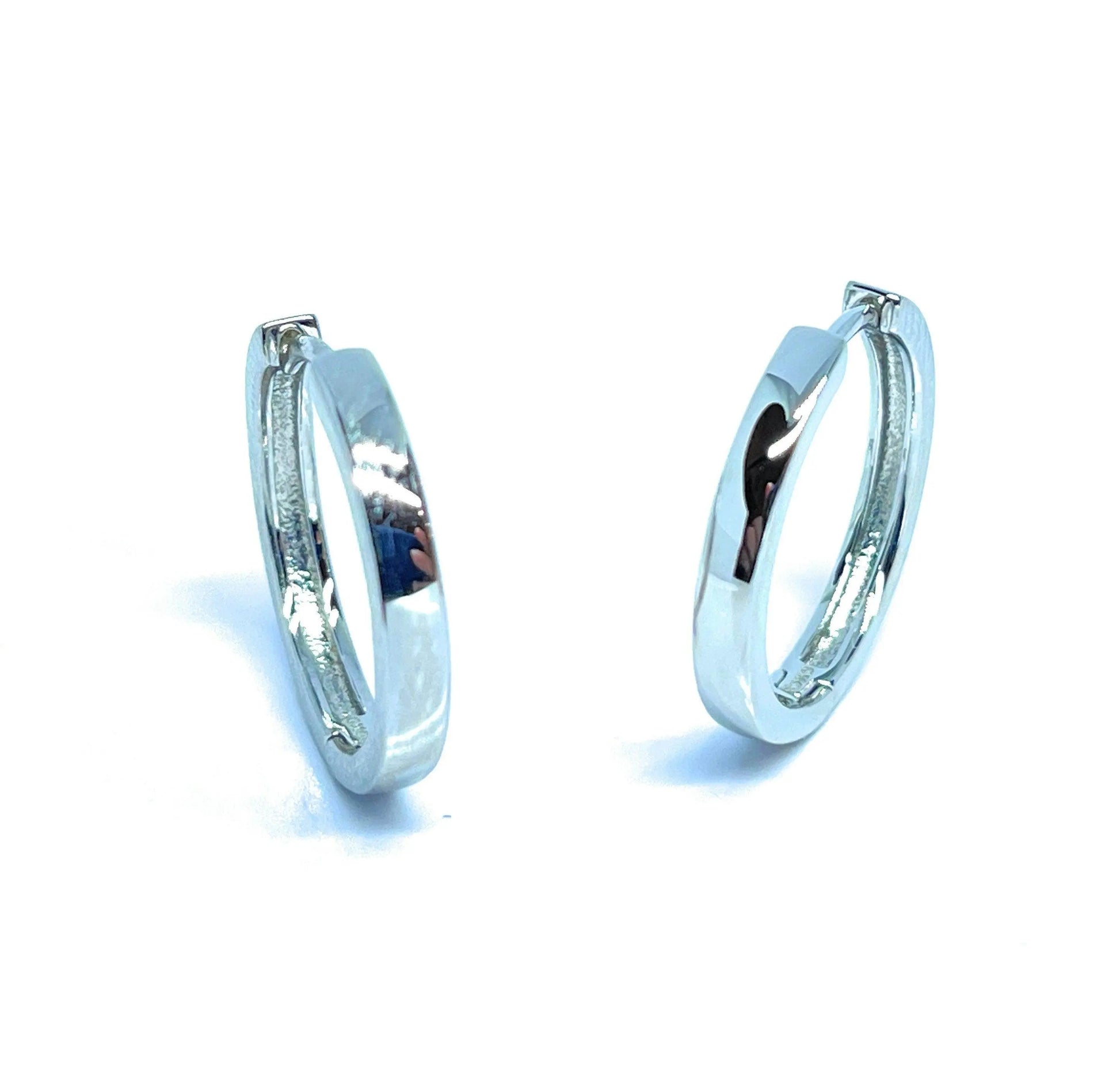 925 Sterling Silver Round High Polish Huggie Hoop Earrings - ADIRFINE 