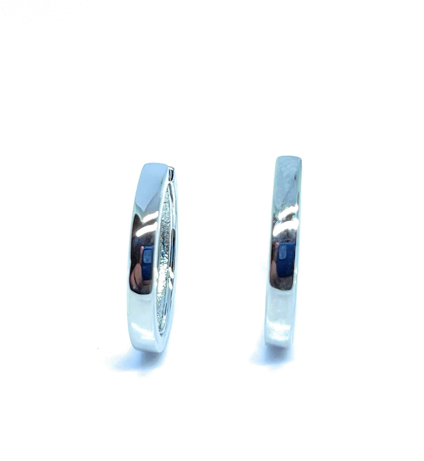 925 Sterling Silver Round High Polish Huggie Hoop Earrings - ADIRFINE 