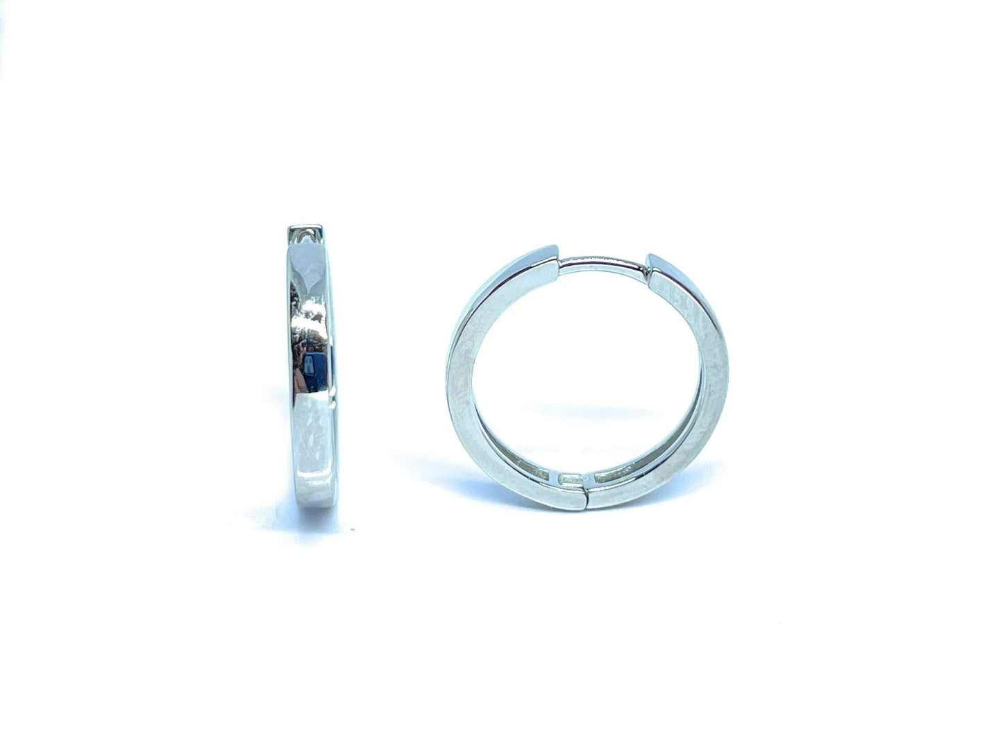 925 Sterling Silver Round High Polish Huggie Hoop Earrings - ADIRFINE 