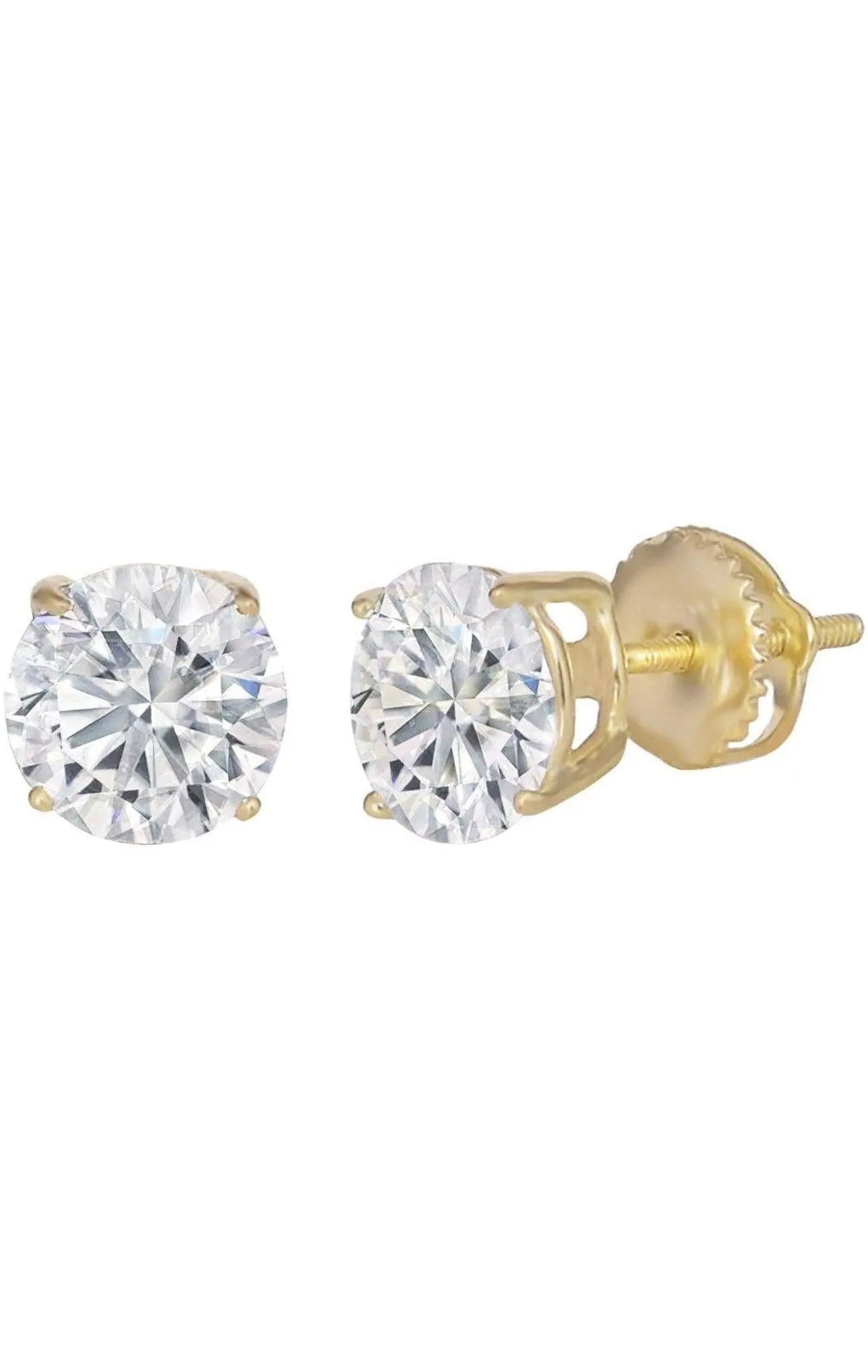 925 Sterling Silver Screwback Round Brilliant Cut Cubic Zirconia Stud Earrings - ADIRFINE 