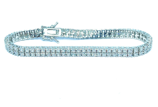 925 Sterling Silver Two Row 2mm Cubic Zirconia Tennis Bracelet - ADIRFINE 