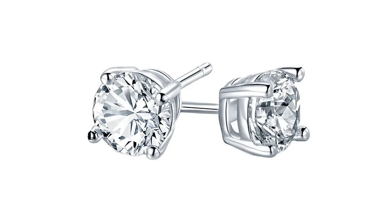 925 Sterling Silver Brilliant Round Cubic Zirconia Stud Earrings ADIRFINE