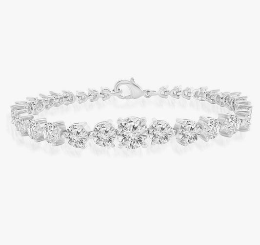 ADIRFINE 18K Gold Plated Graduated Cubic Zirconia Tennis Bracelet