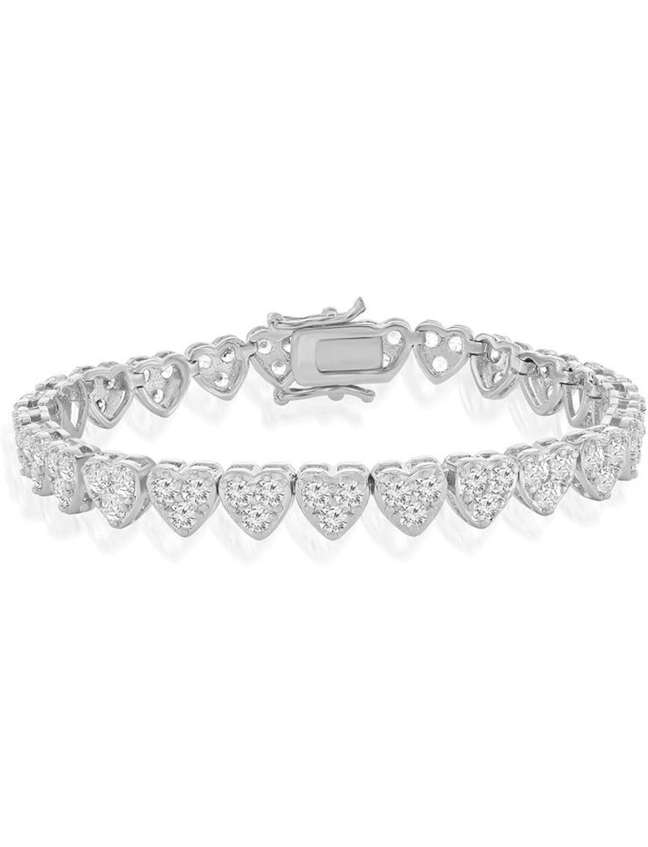 ADIRFINE 18K Gold Plated Cubic Zirconia Hearts Tennis Bracelet