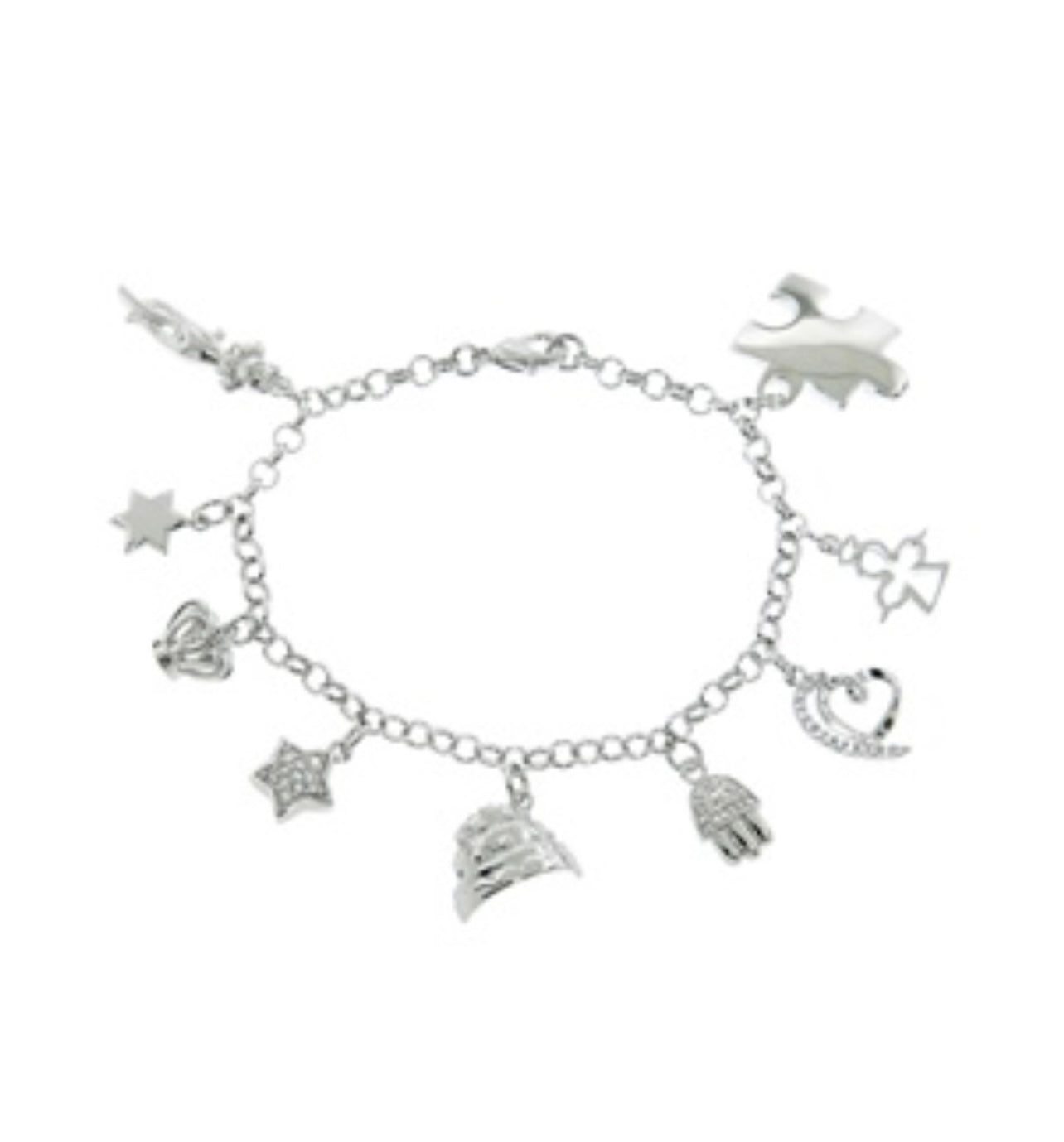 ADIRFINE 18K White Gold Plated Charm Bracelet