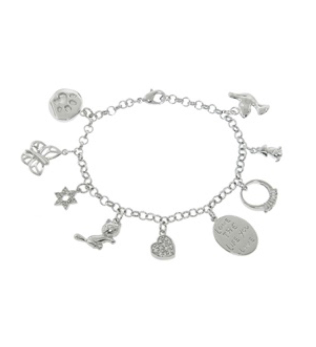 ADIRFINE 18K White Gold Plated Charm Bracelet