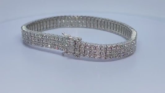 ADIRFINE 925 Sterling Silver Three Row 2mm Cubic Zirconia Tennis Bracelet