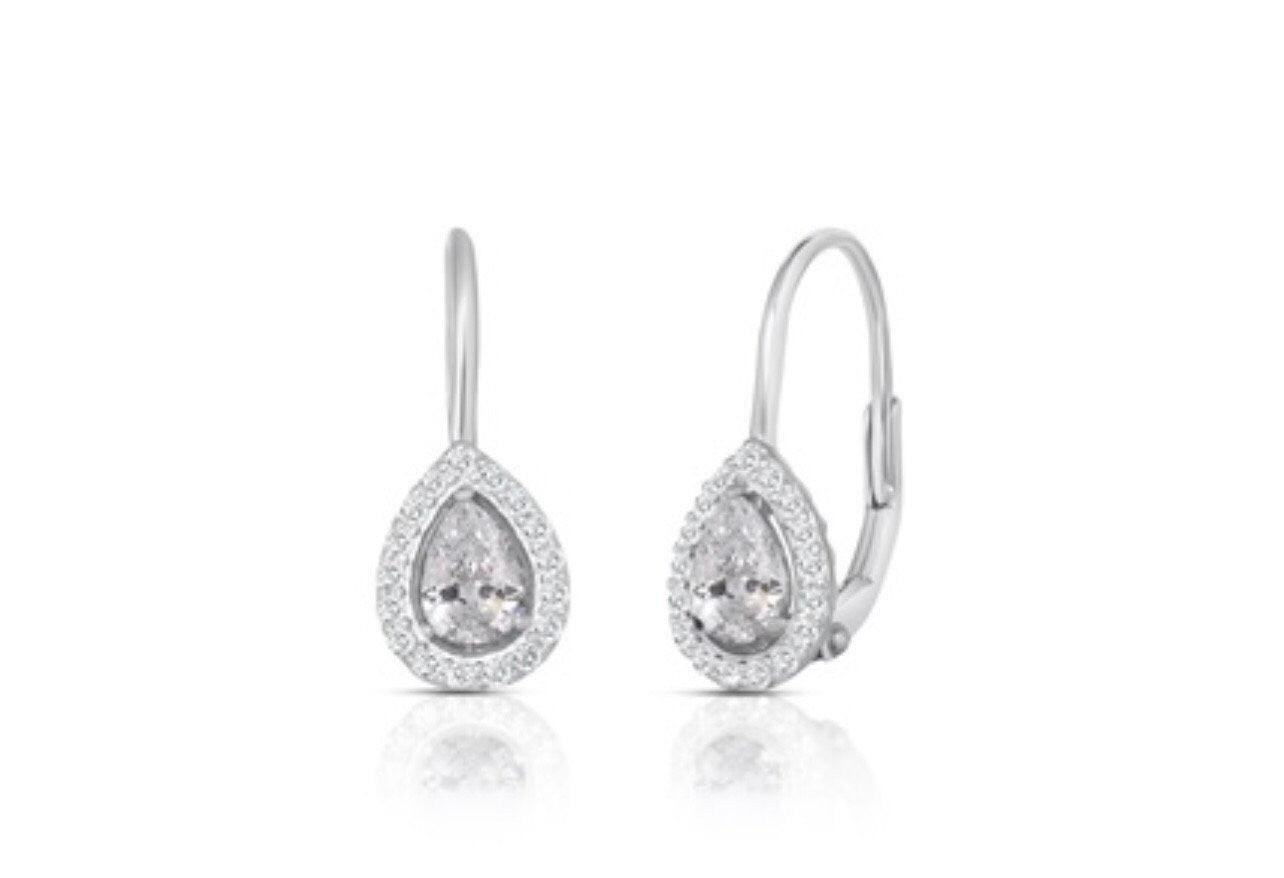 ADIRFINE 925 Sterling Silver Tear Drop Pear Shaped Birthstone Color Stone Lever Back Earrings - ADIRFINE 