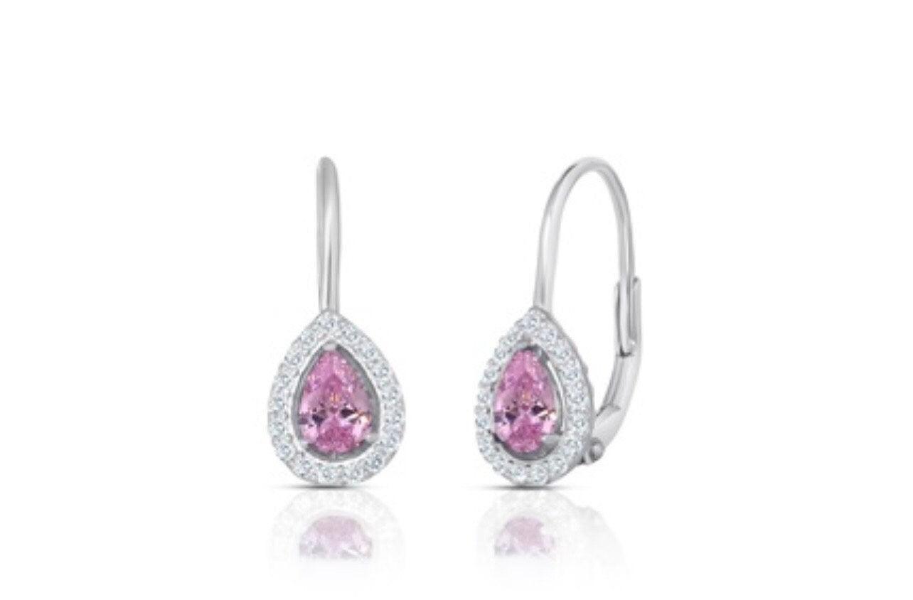 ADIRFINE 925 Sterling Silver Tear Drop Pear Shaped Birthstone Color Stone Lever Back Earrings - ADIRFINE 