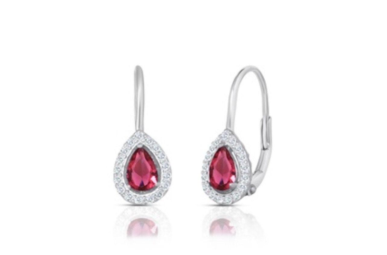 ADIRFINE 925 Sterling Silver Tear Drop Pear Shaped Birthstone Color Stone Lever Back Earrings - ADIRFINE 