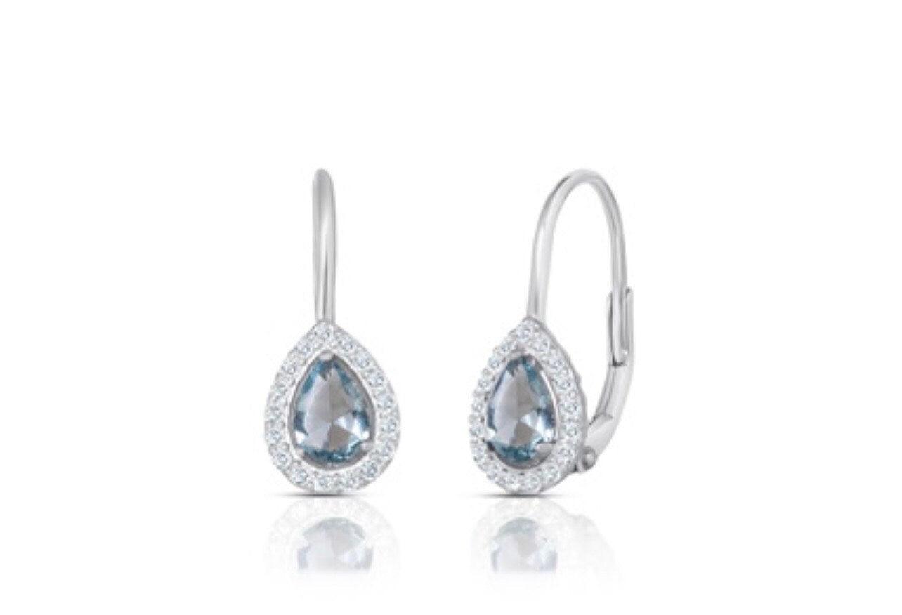 ADIRFINE 925 Sterling Silver Tear Drop Pear Shaped Birthstone Color Stone Lever Back Earrings - ADIRFINE 