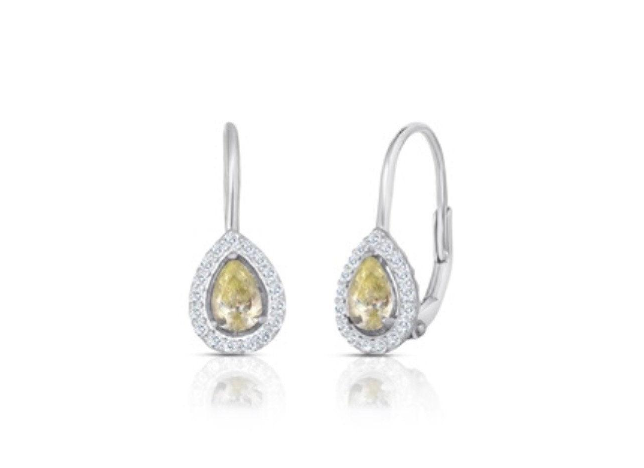 ADIRFINE 925 Sterling Silver Tear Drop Pear Shaped Birthstone Color Stone Lever Back Earrings - ADIRFINE 